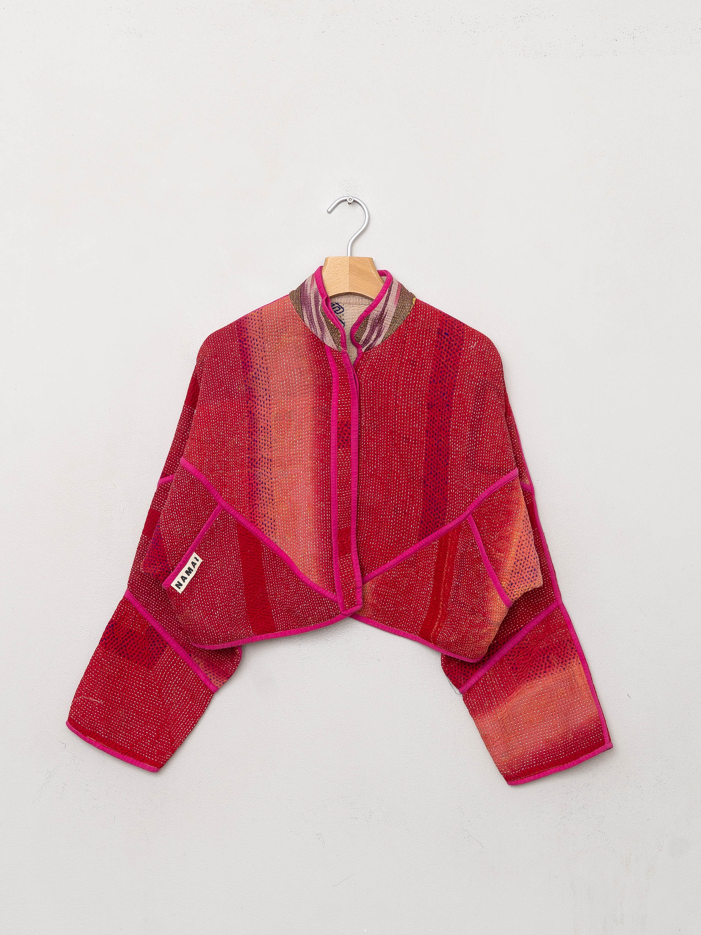 The Kaira Cropped Quilted Patchwork Kantha Jacket