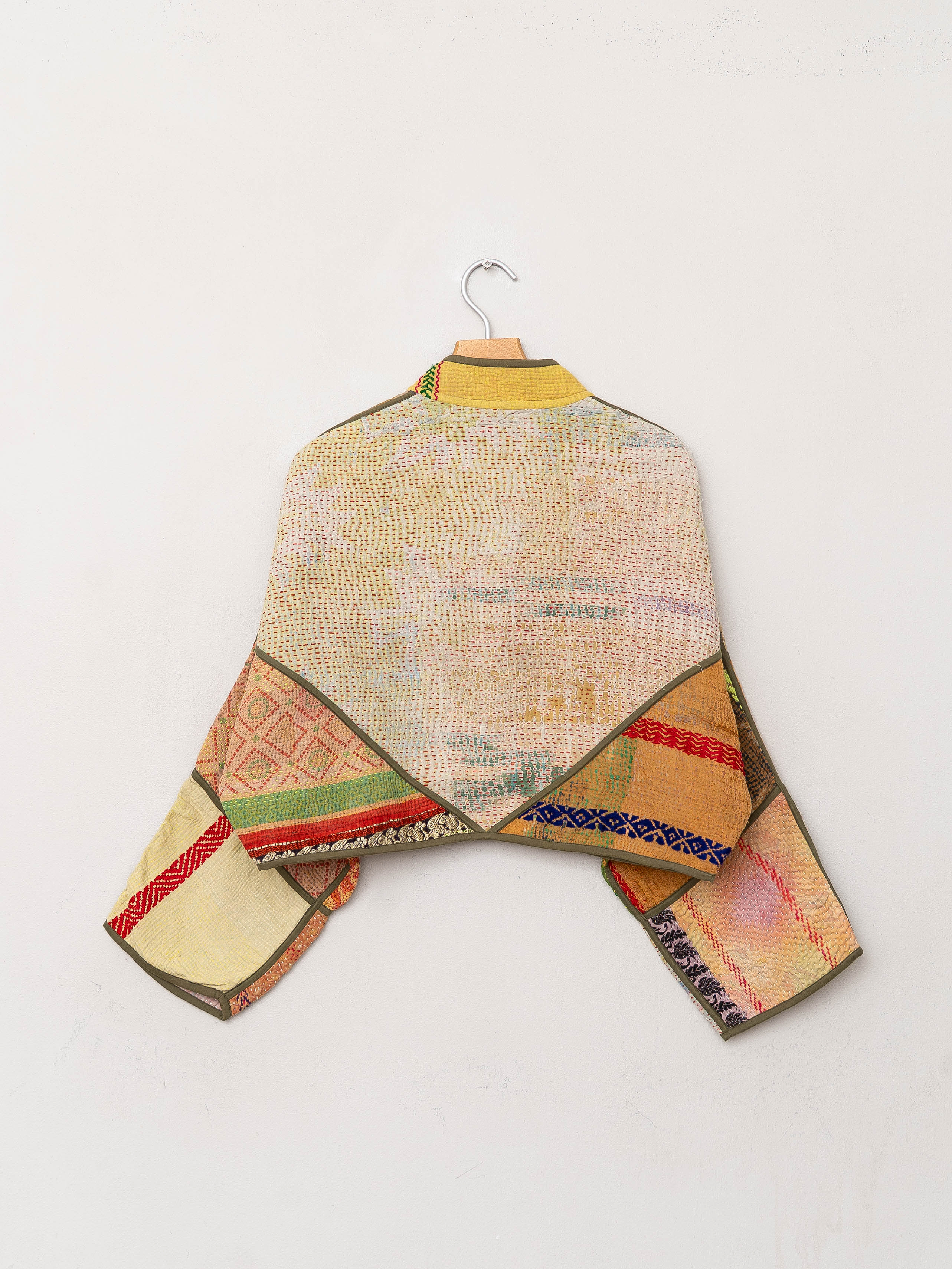 The Kaira Cropped Quilted Patchwork Kantha Jacket