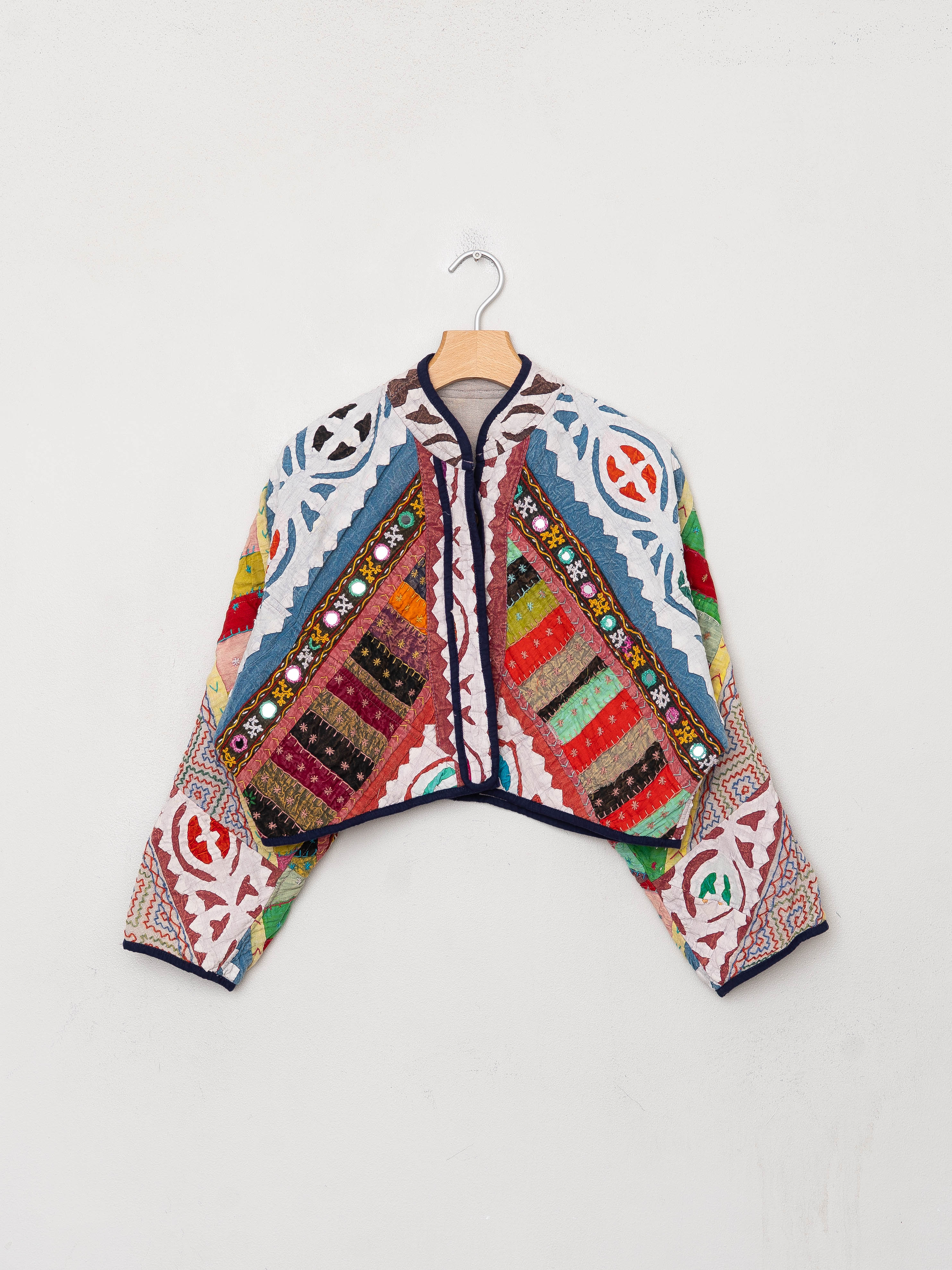The Kaira Cropped Suzani Cut Out Kantha Jacket