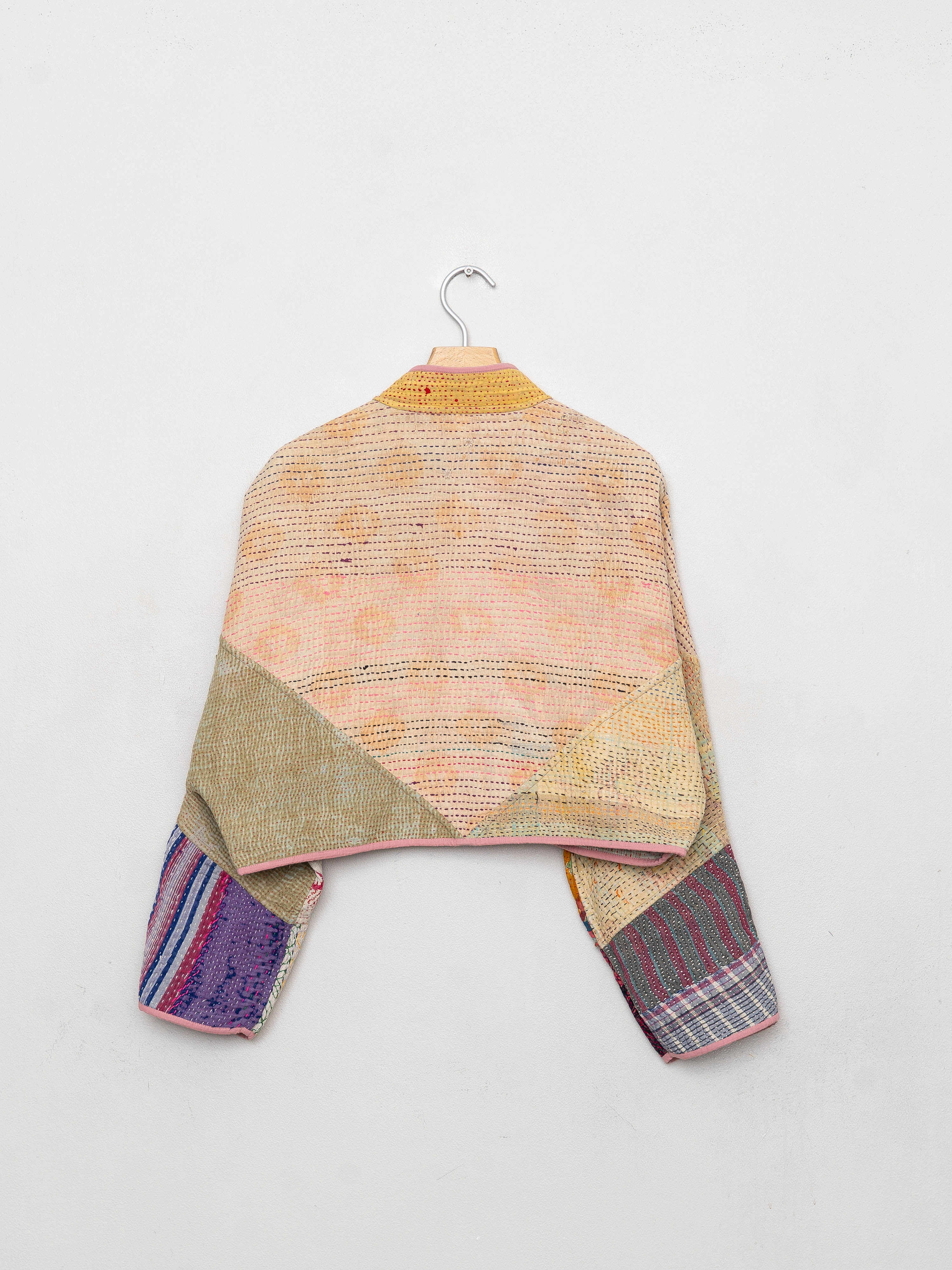 The Kaira Cropped Quilted Patchwork Kantha Jacket
