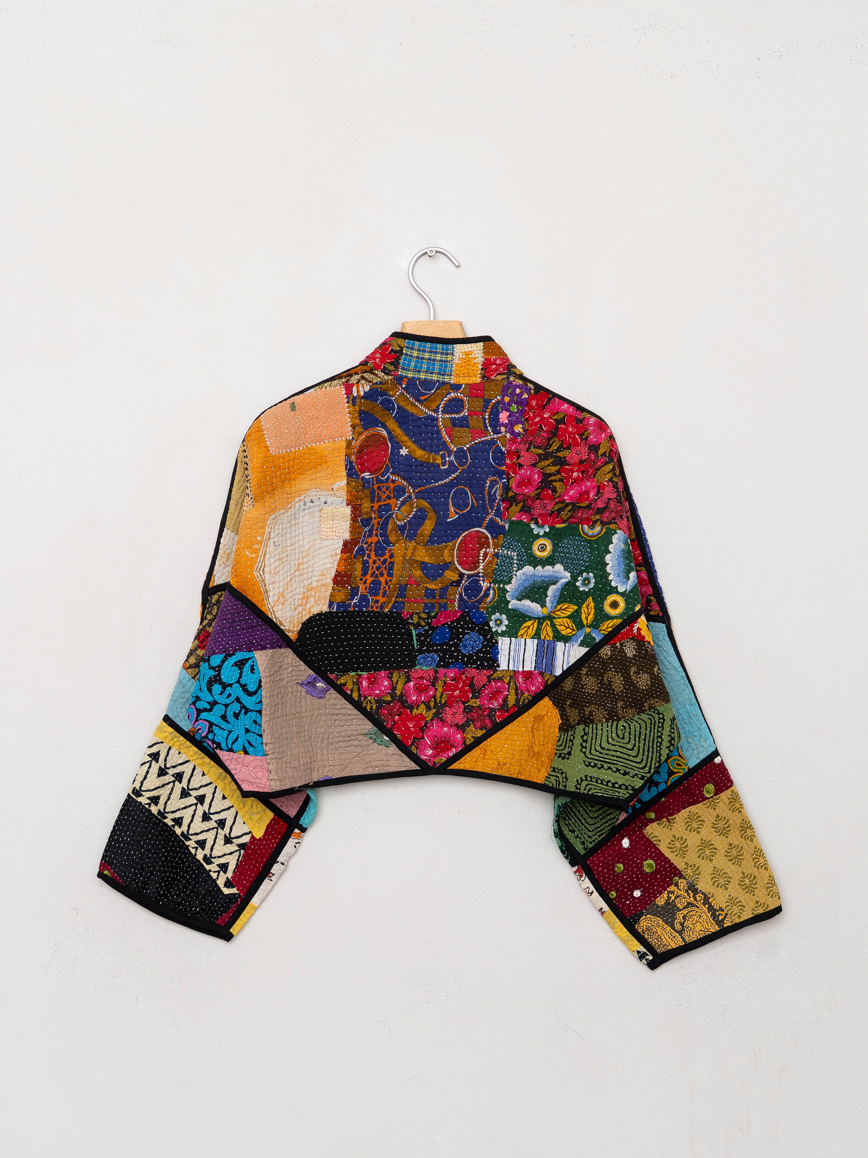 The Kaira Cropped Suzani Quilted Kantha Jacket