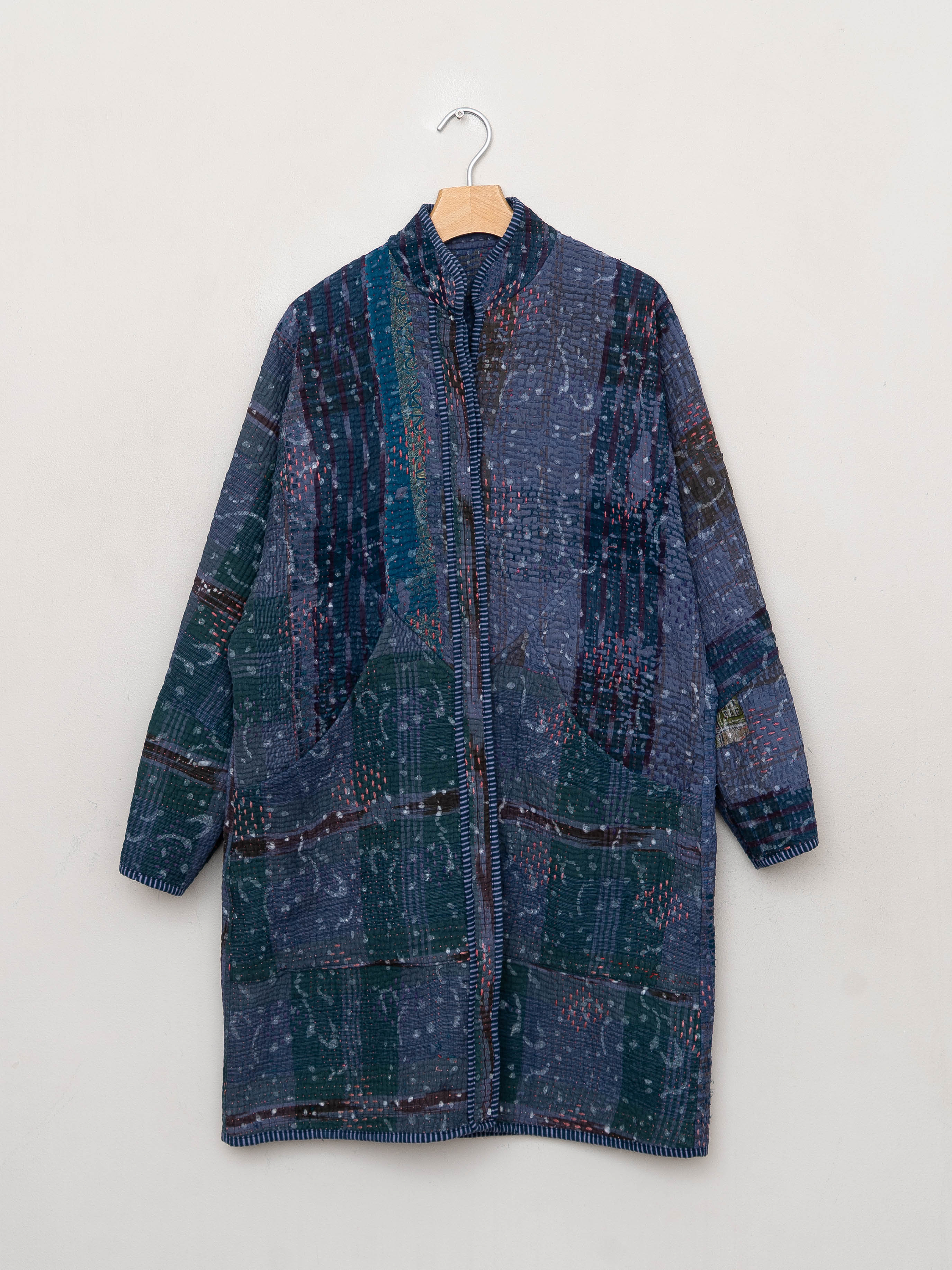 The Sai Quilted Indigo Kantha Coat