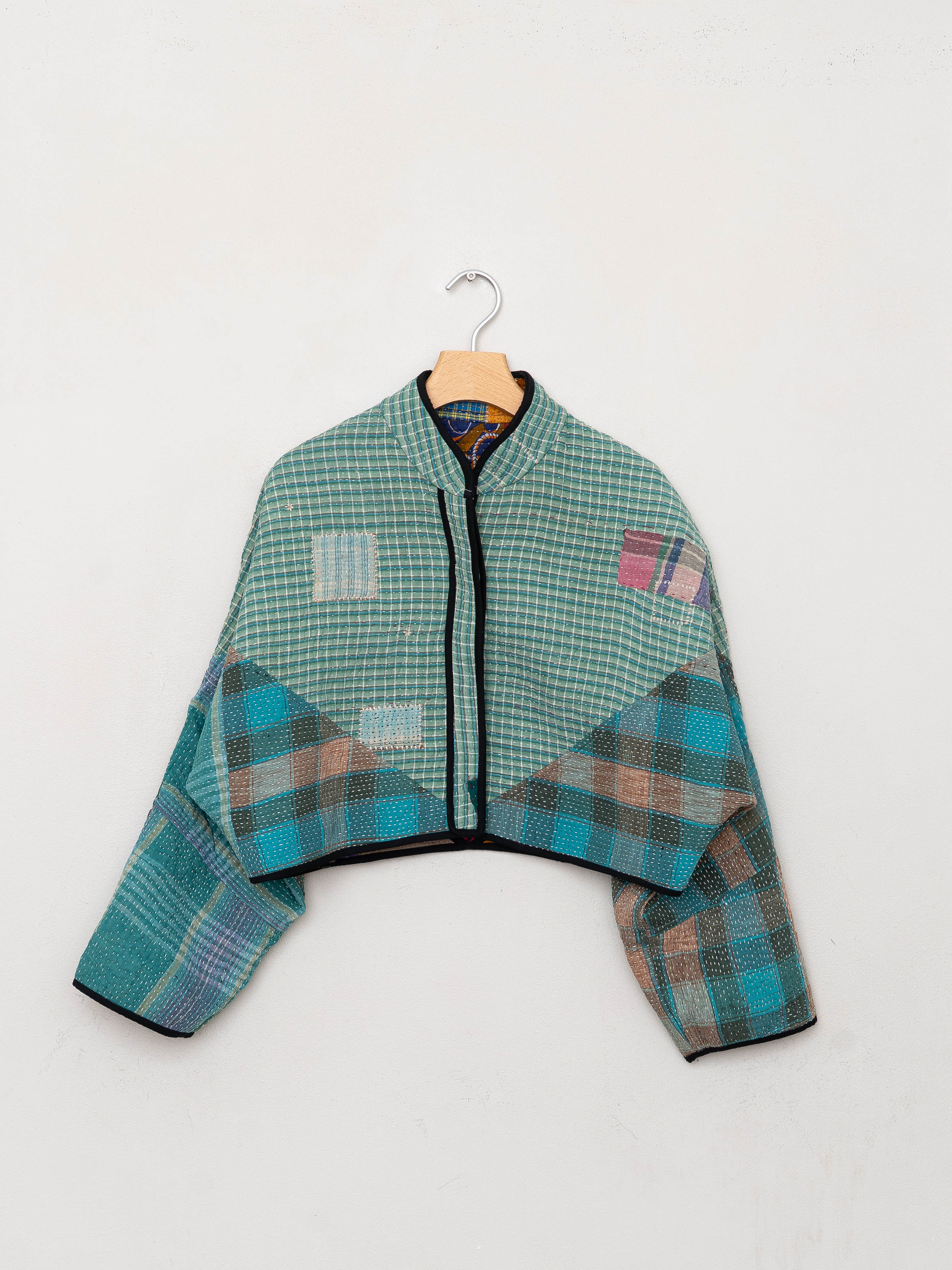 The Kaira Cropped Suzani Quilted Kantha Jacket