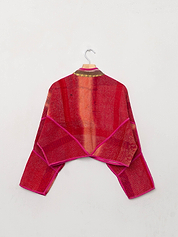 The Kaira Cropped Quilted Patchwork Kantha Jacket