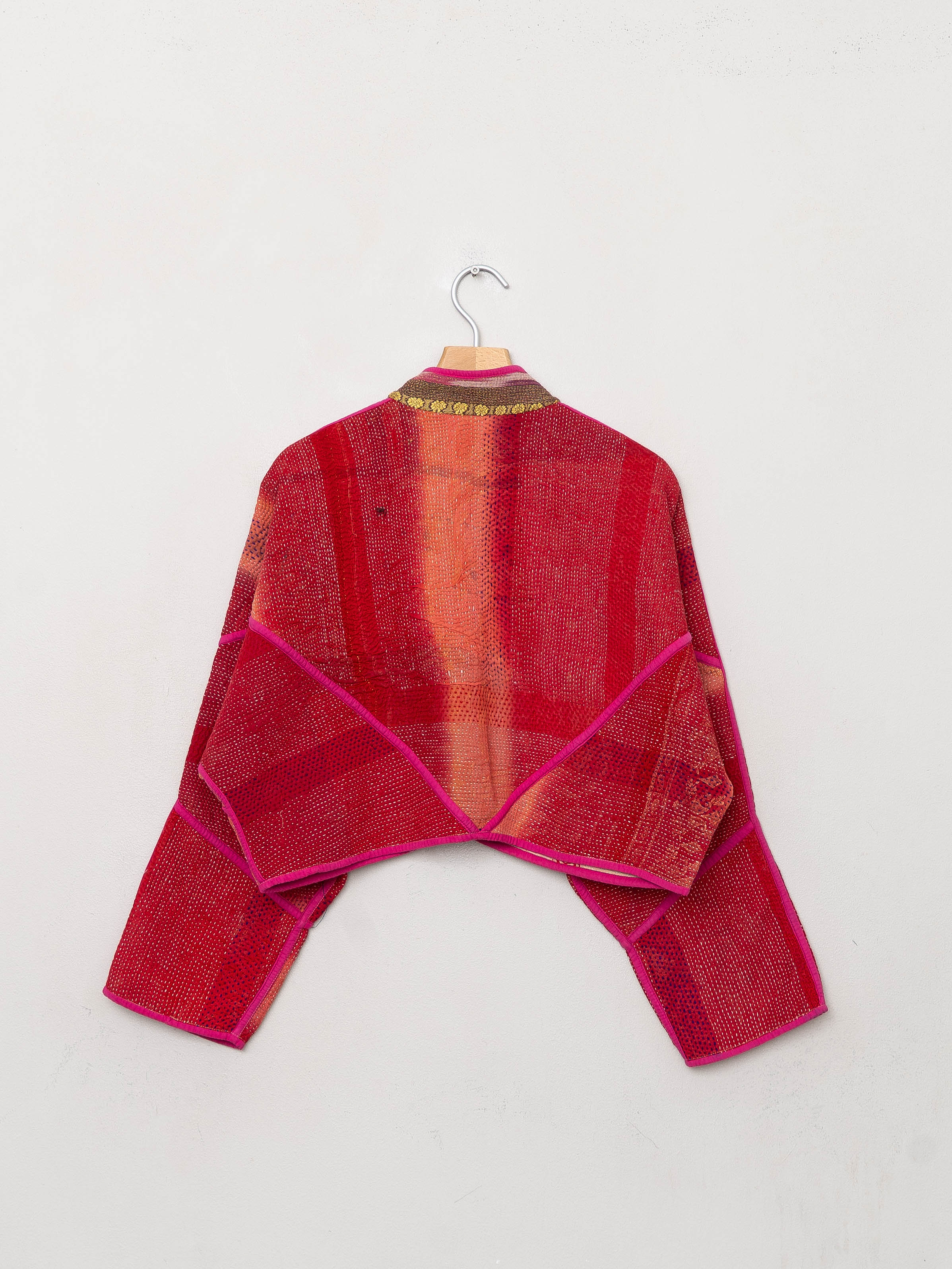 The Kaira Cropped Quilted Patchwork Kantha Jacket