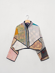 The Kaira Cropped Quilted Patchwork Kantha Jacket