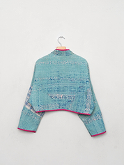 The Kaira Cropped Quilted Patchwork Kantha Jacket