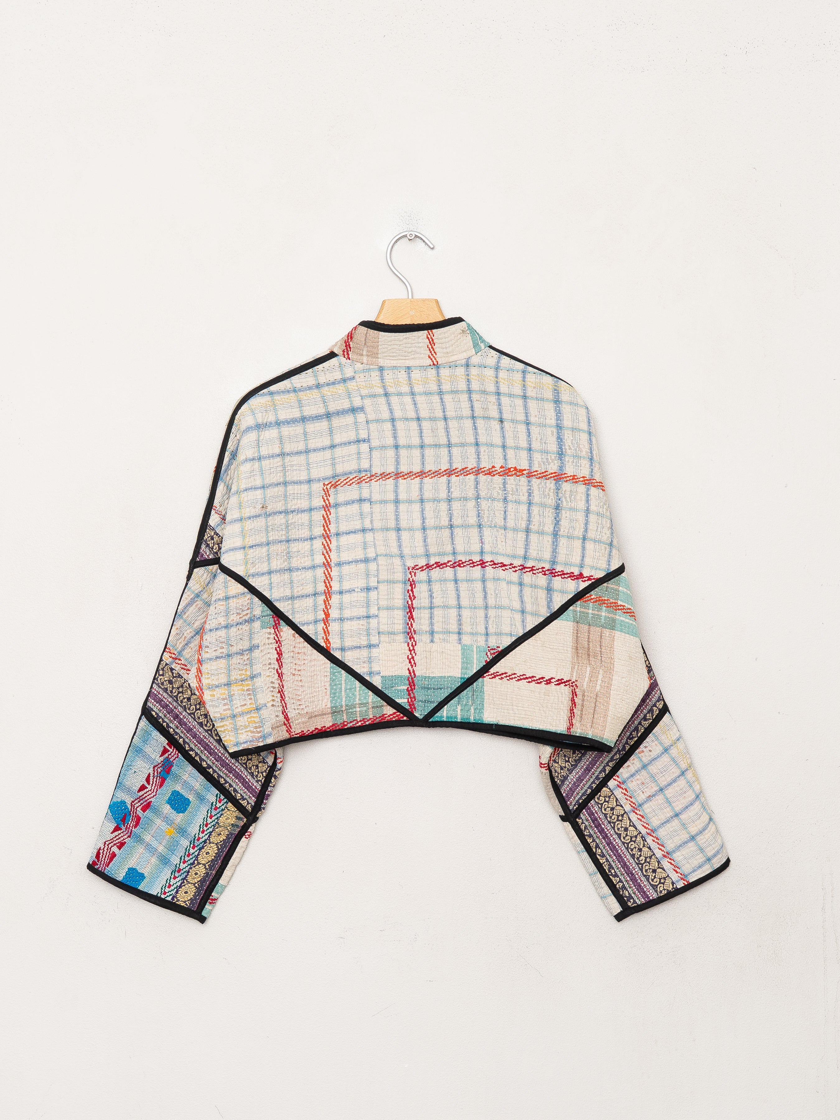 The Kaira Cropped Quilted Patchwork Kantha Jacket