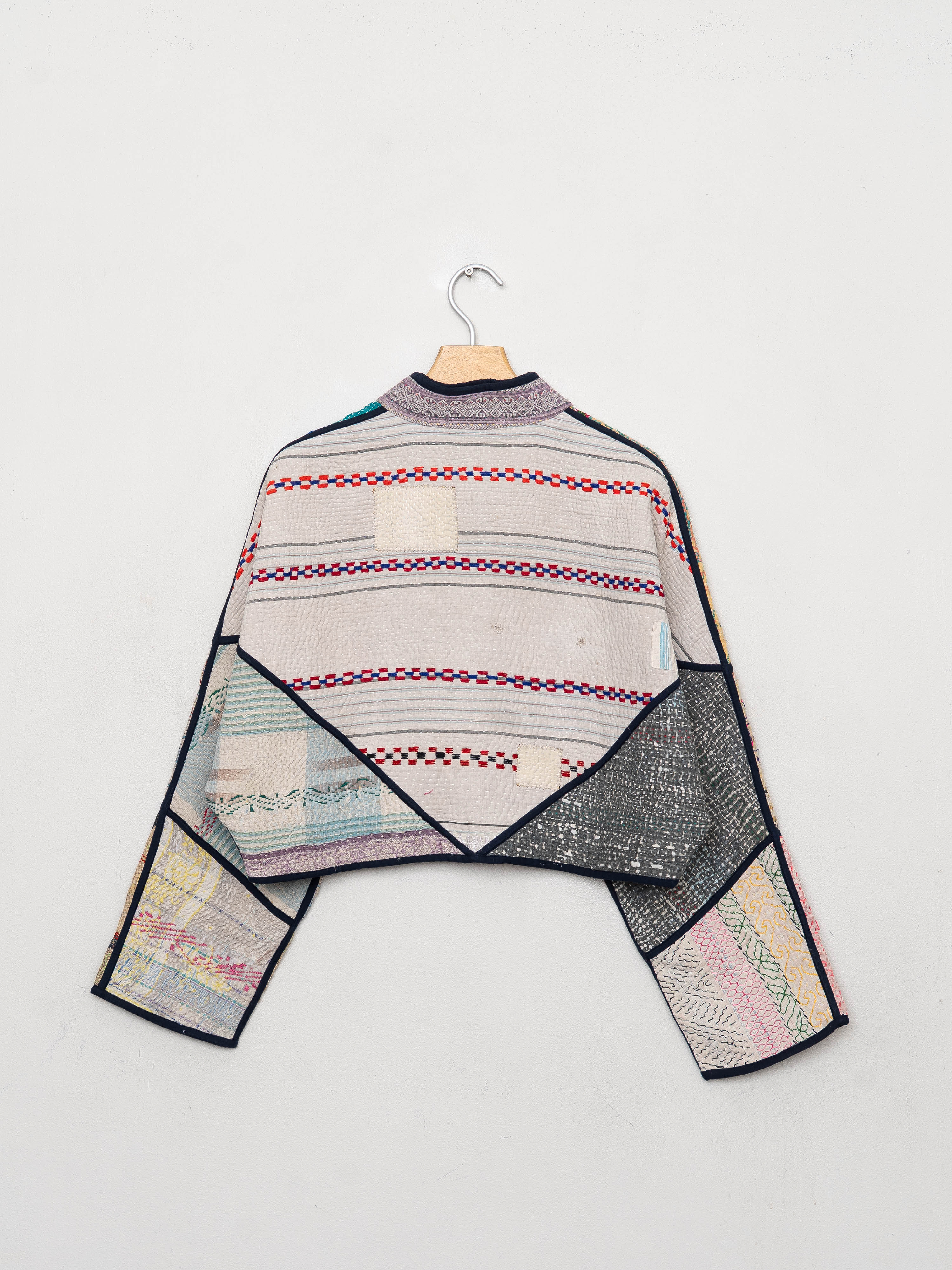 The Kaira Cropped Quilted Patchwork Kantha Jacket