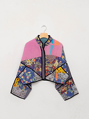 The Kaira Cropped Suzani Quilted Kantha Jacket