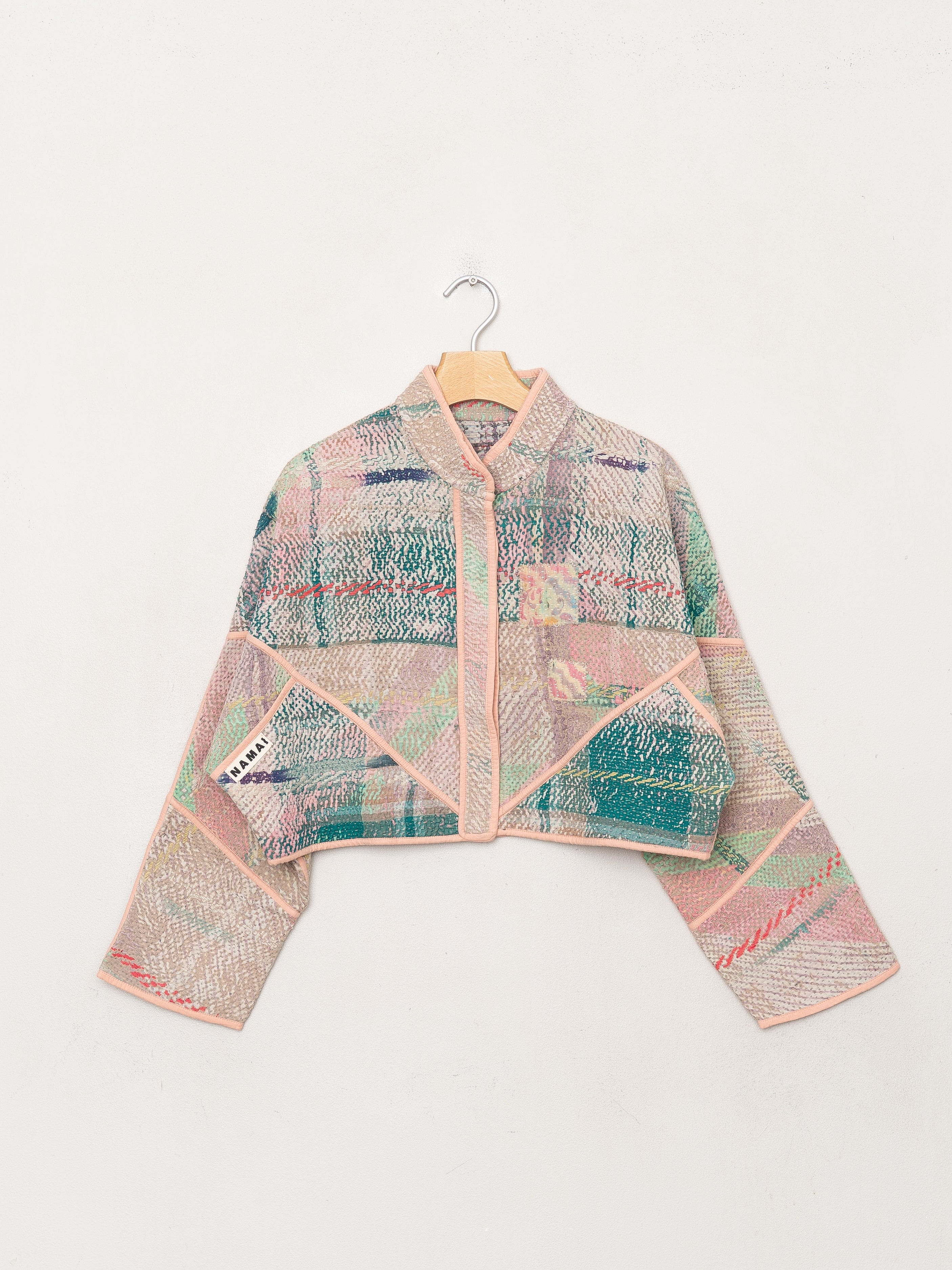 The Kaira Cropped Quilted Patchwork Kantha Jacket