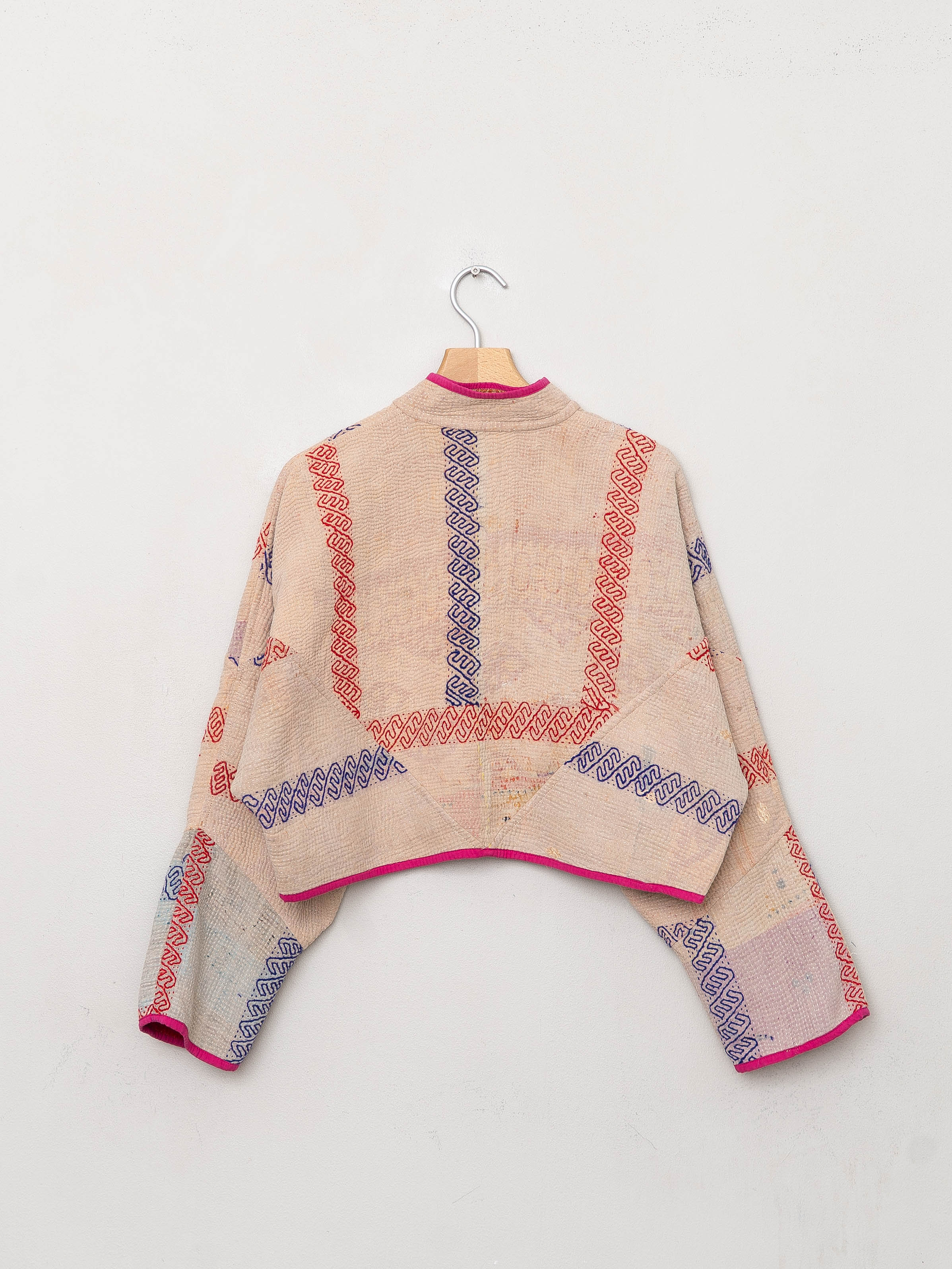 The Kaira Cropped Quilted Patchwork Kantha Jacket
