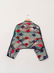 The Kaira Cropped Quilted Patchwork Kantha Jacket