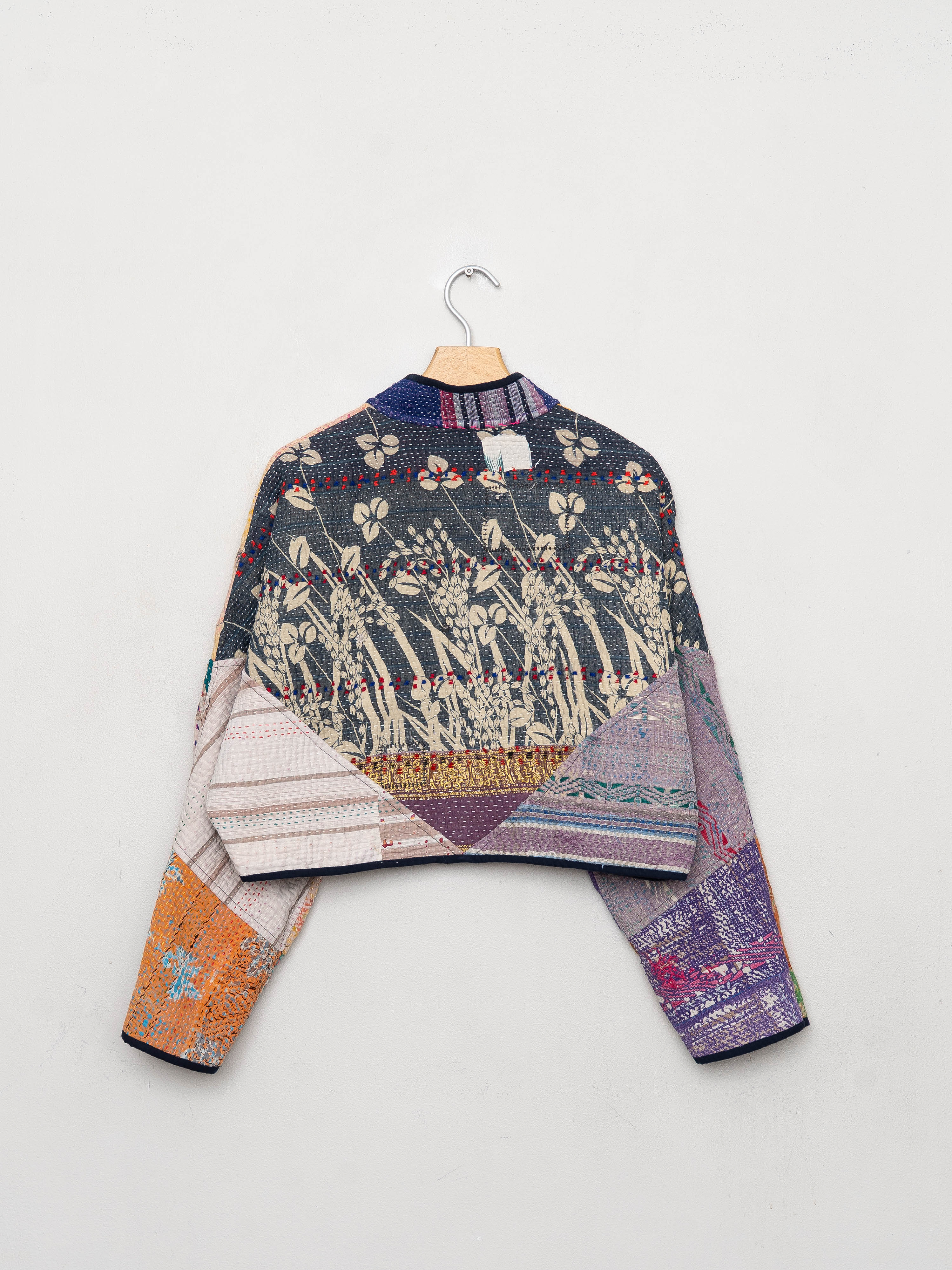 The Kaira Cropped Quilted Patchwork Kantha Jacket