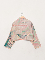 The Kaira Cropped Quilted Patchwork Kantha Jacket
