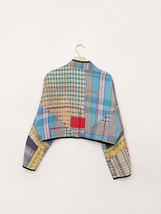 The Kaira Cropped Quilted Patchwork Kantha Jacket