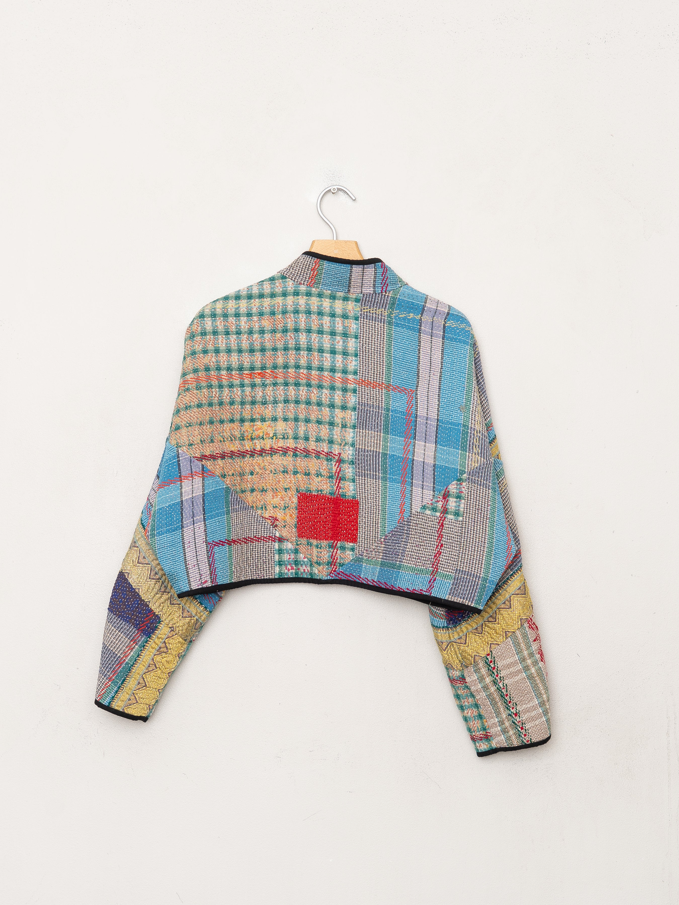 The Kaira Cropped Quilted Patchwork Kantha Jacket