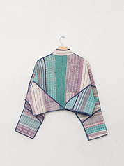 The Kaira Cropped Quilted Patchwork Kantha Jacket