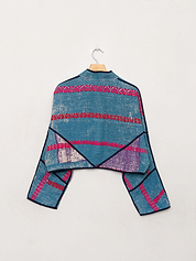 The Kaira Cropped Quilted Patchwork Kantha Jacket