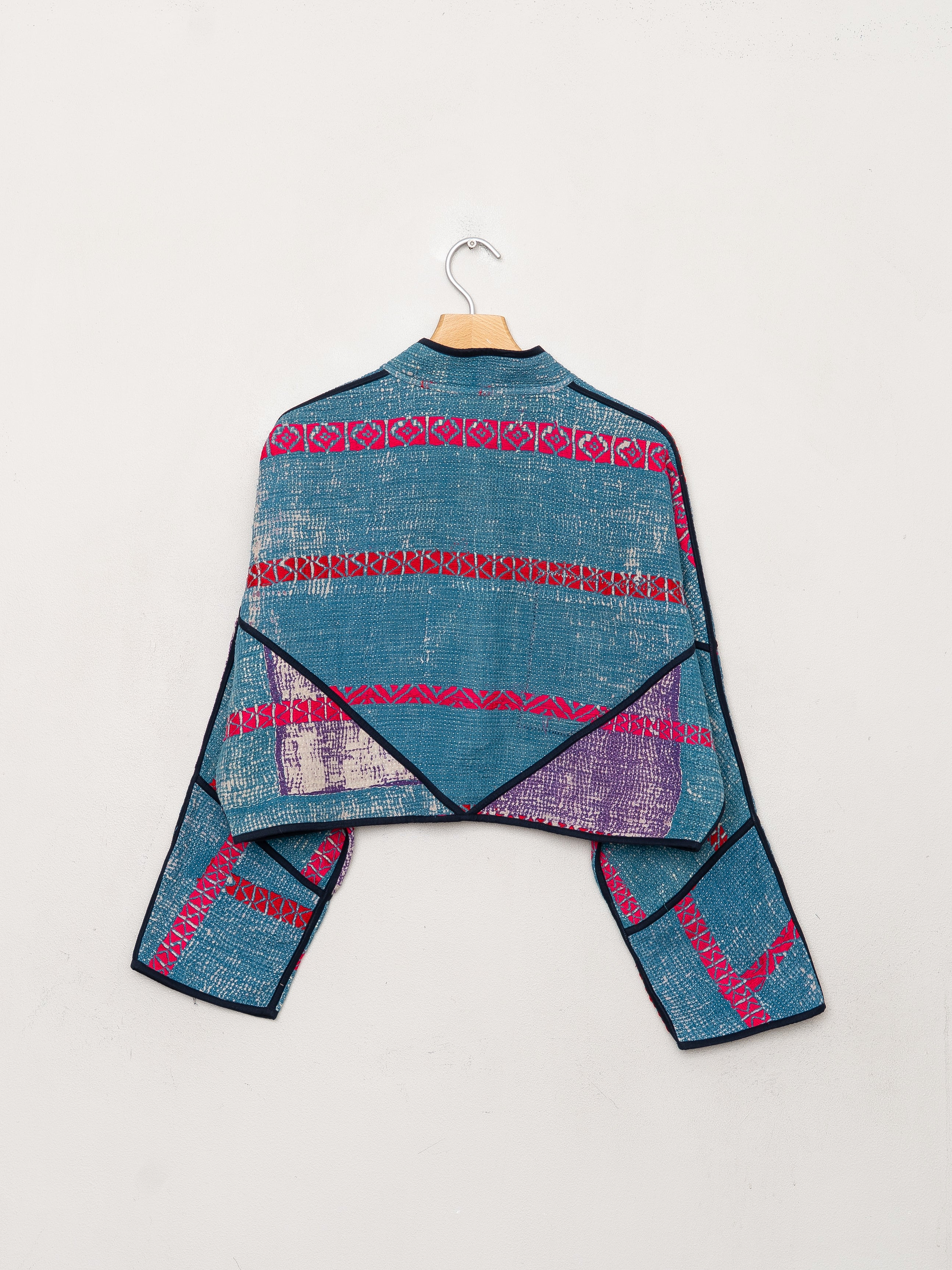 The Kaira Cropped Quilted Patchwork Kantha Jacket
