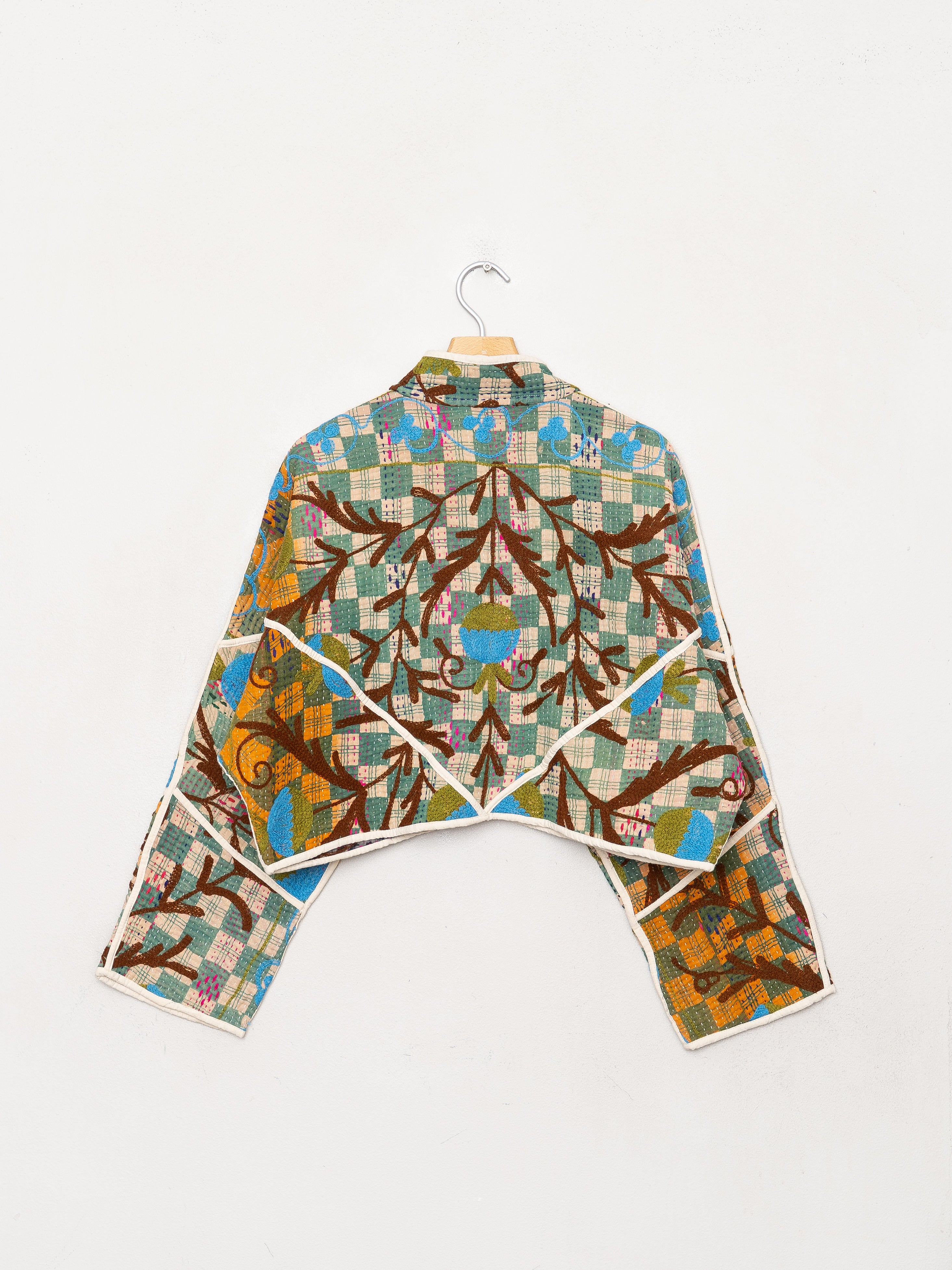 The Kaira Cropped Suzani Quilted Kantha Jacket