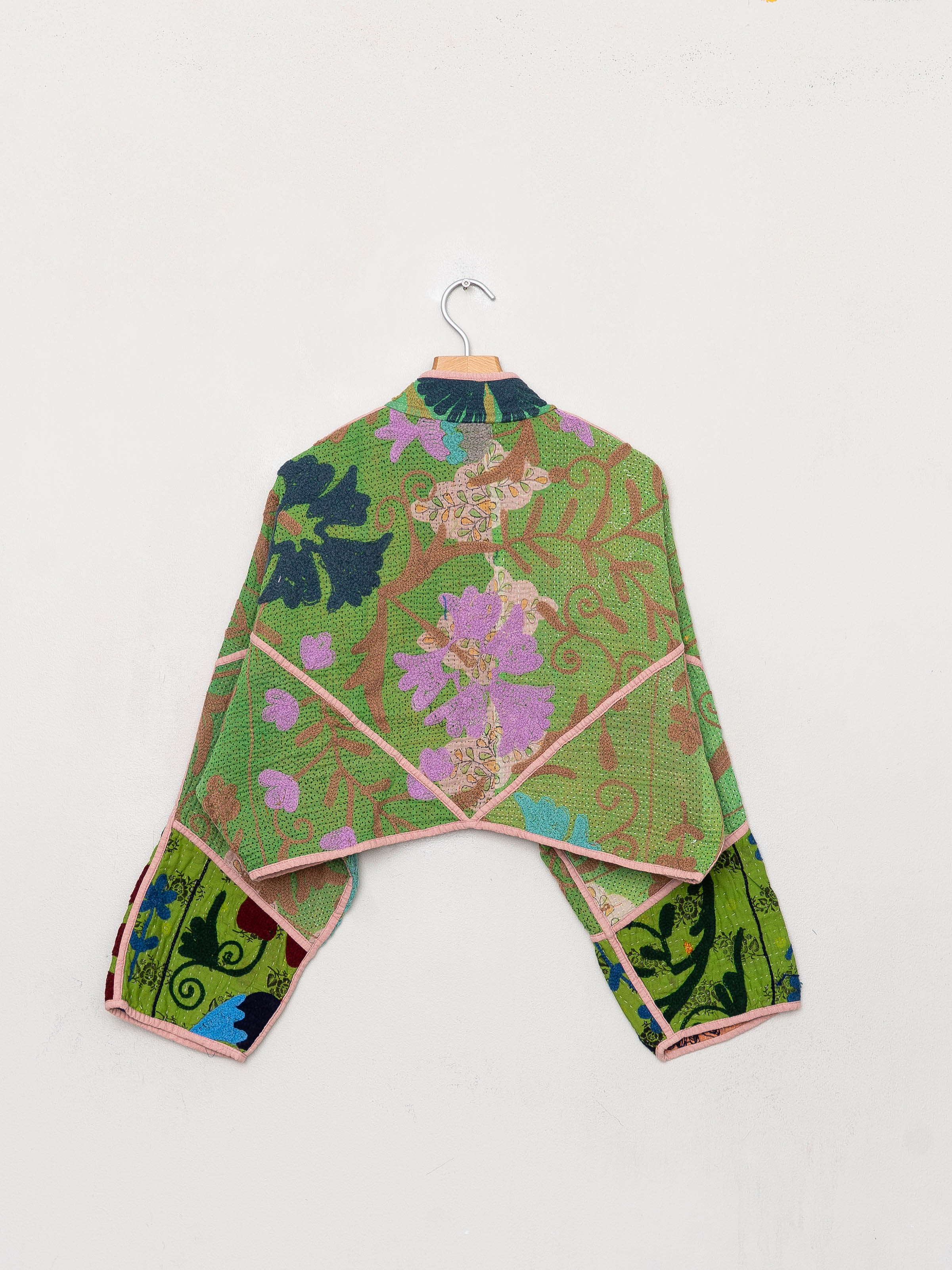 The Kaira Cropped Suzani Quilted Kantha Jacket