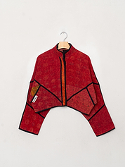 The Kaira Cropped Quilted Patchwork Kantha Jacket