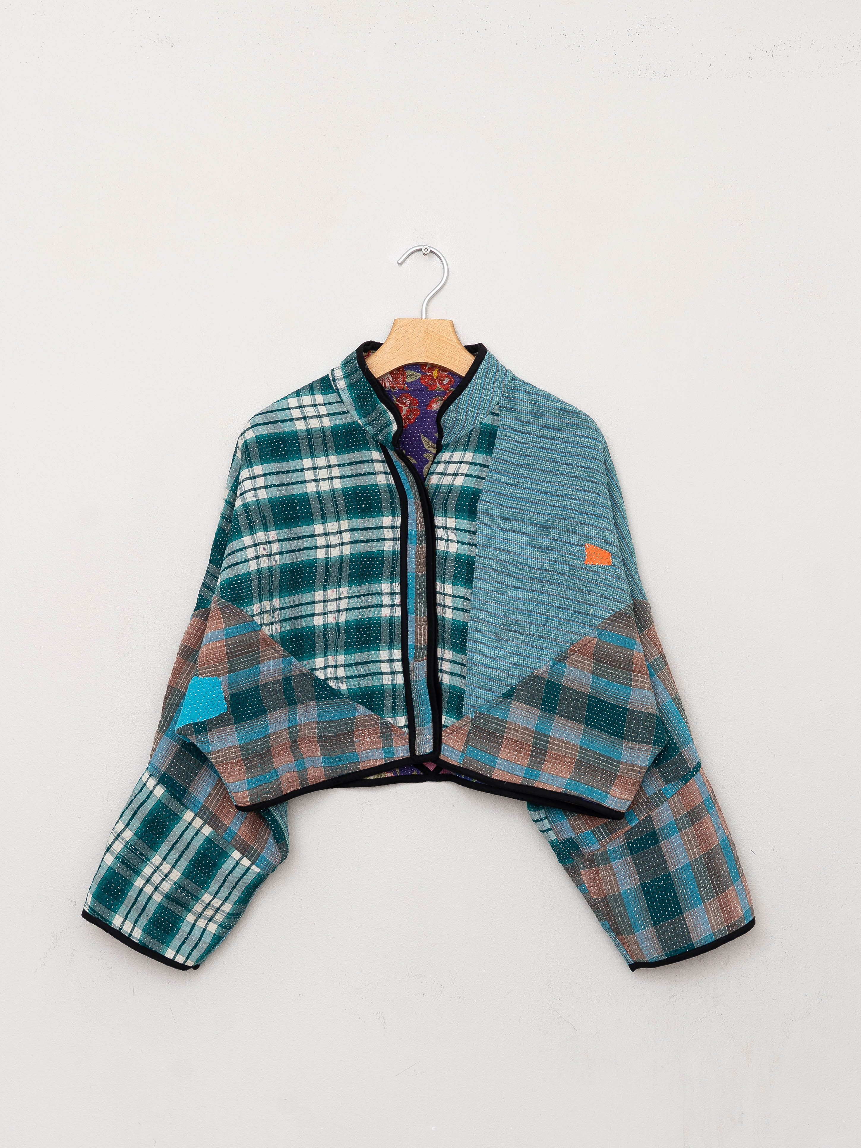 The Kaira Cropped Suzani Quilted Kantha Jacket