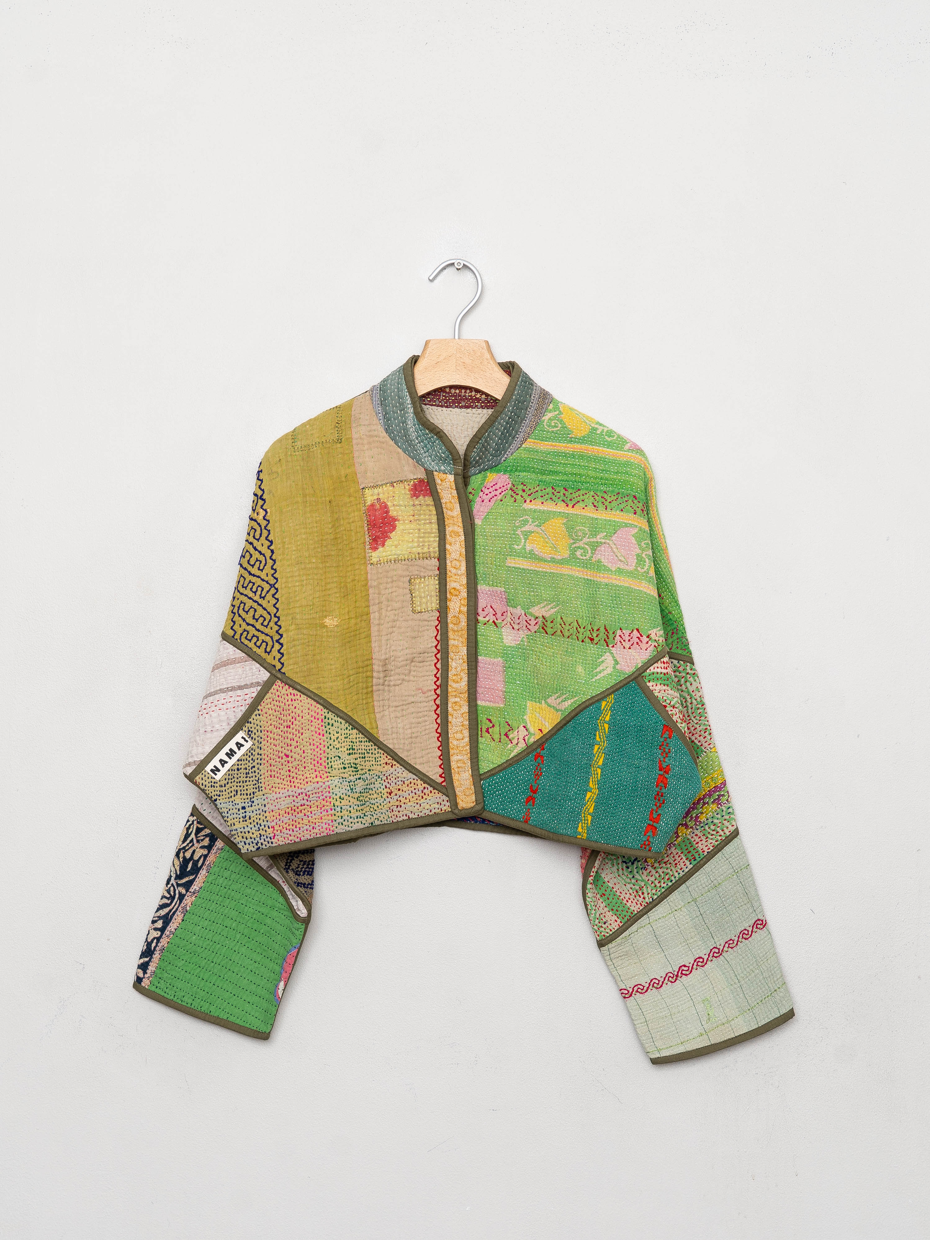 The Kaira Cropped Quilted Patchwork Kantha Jacket