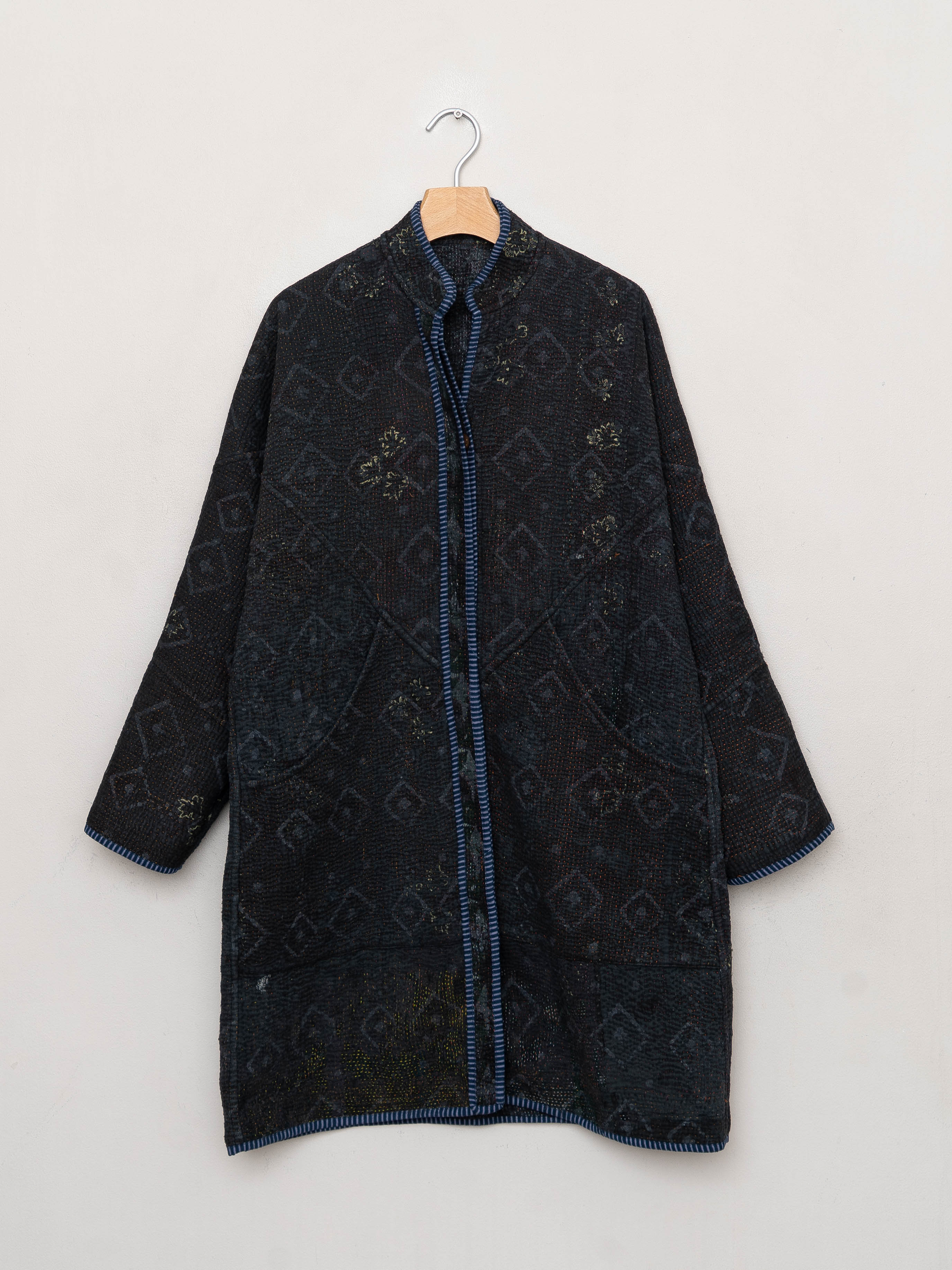 The Sai Quilted Indigo Kantha Coat