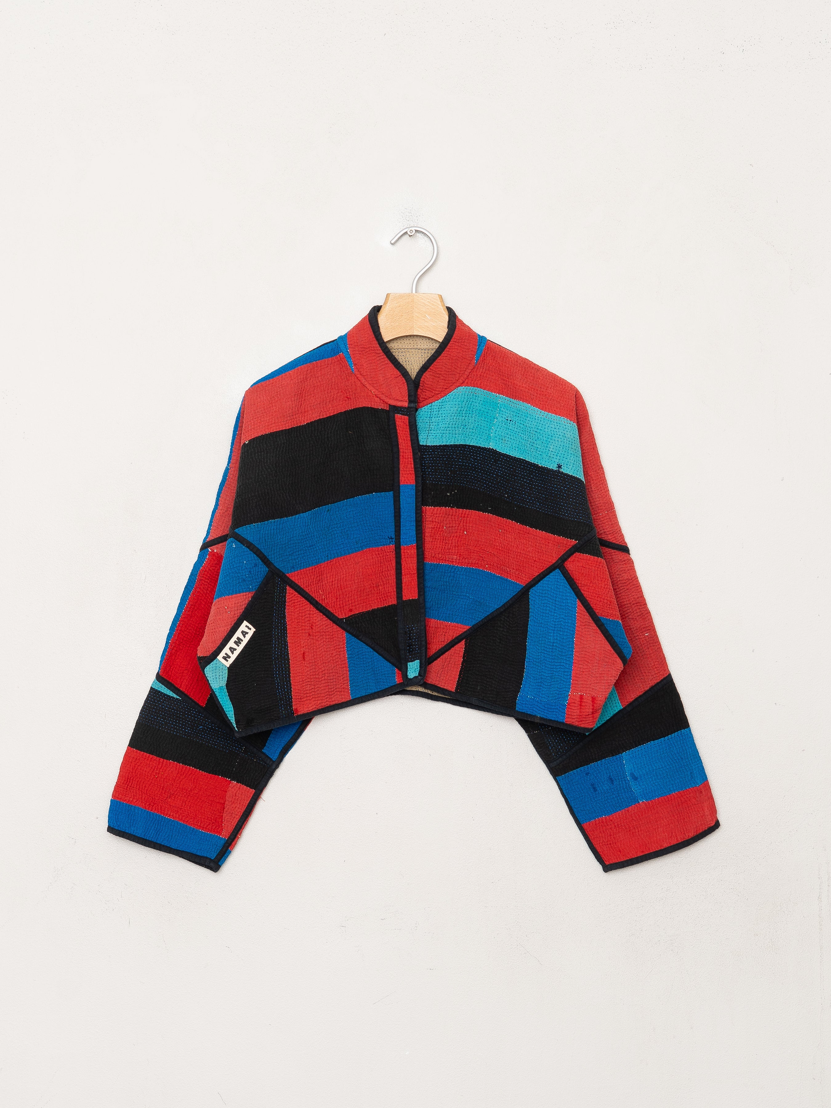 The Kaira Cropped Quilted Patchwork Kantha Jacket