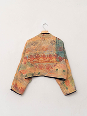 The Kaira Cropped Quilted Patchwork Kantha Jacket
