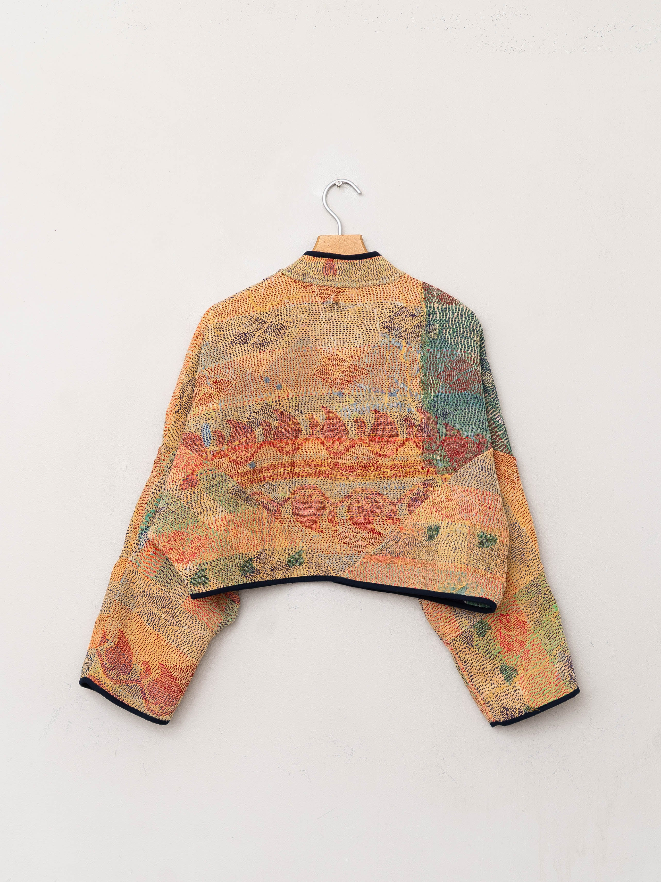 The Kaira Cropped Quilted Patchwork Kantha Jacket