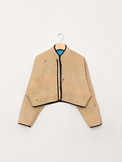 The Kaira Cropped Quilted Patchwork Kantha Jacket