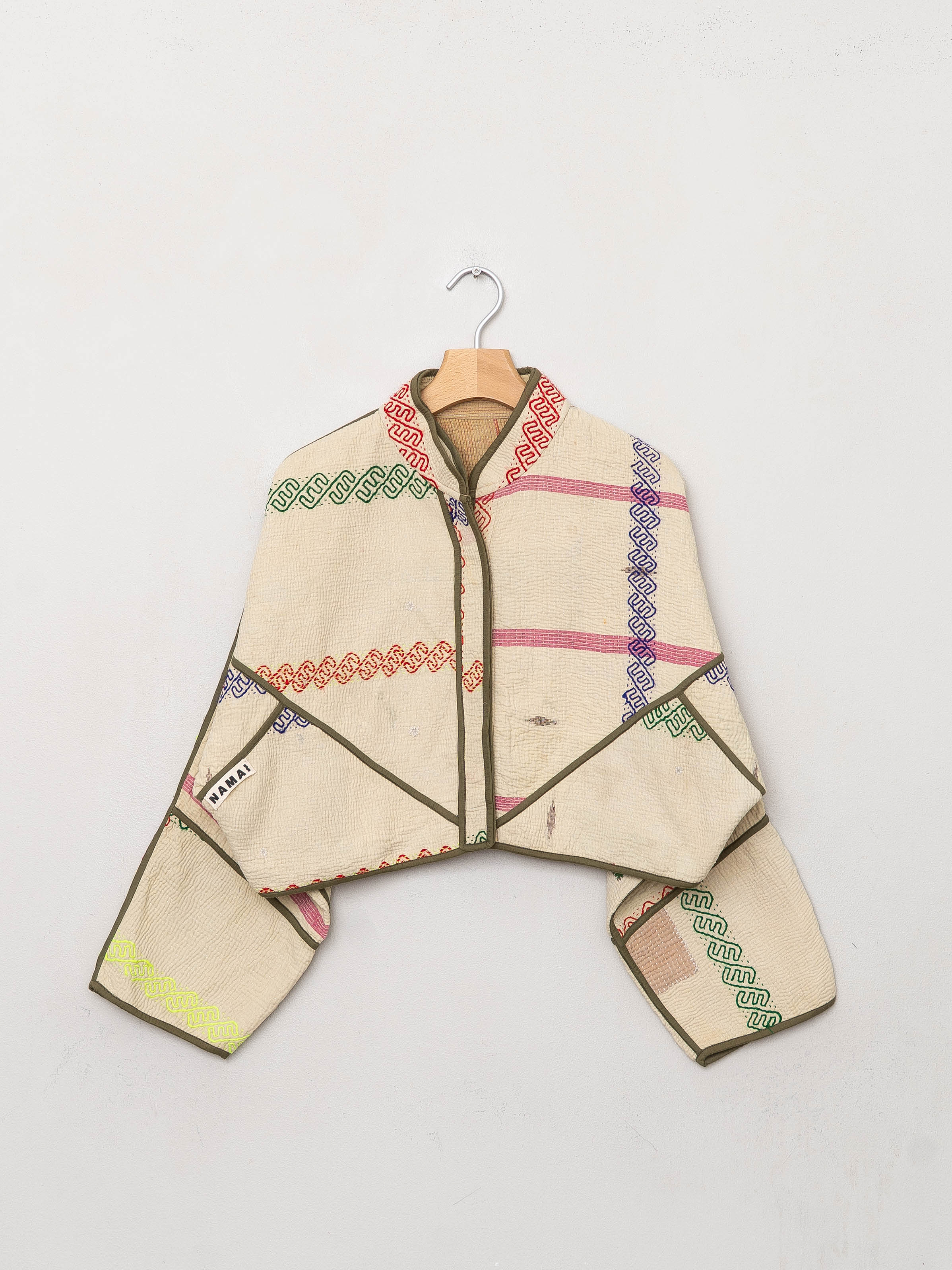 The Kaira Cropped Quilted Patchwork Kantha Jacket