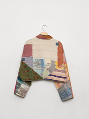 The Kaira Cropped Quilted Patchwork Kantha Jacket