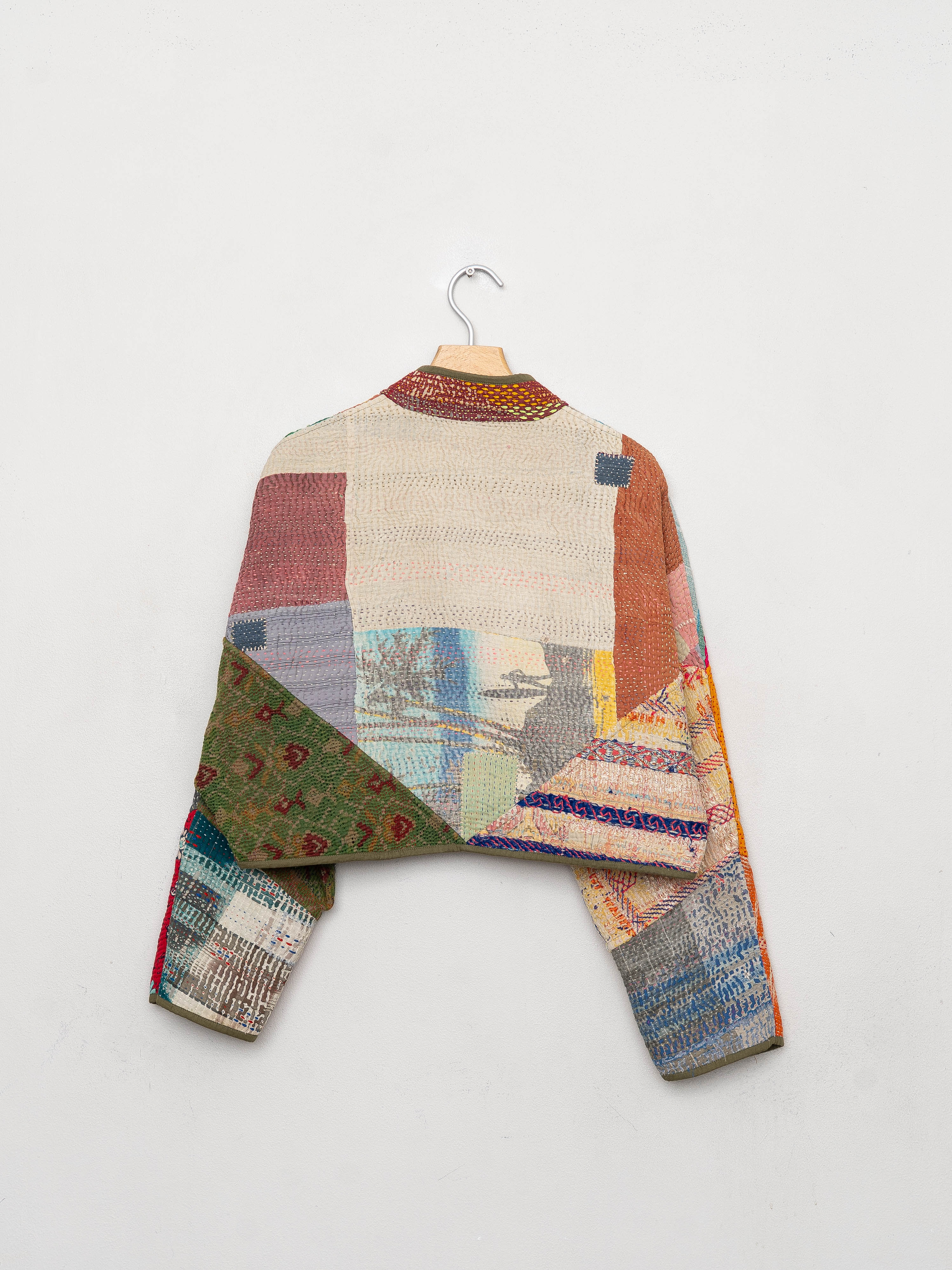 The Kaira Cropped Quilted Patchwork Kantha Jacket