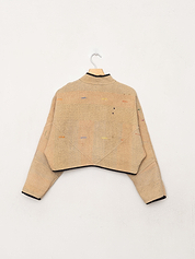 The Kaira Cropped Quilted Patchwork Kantha Jacket
