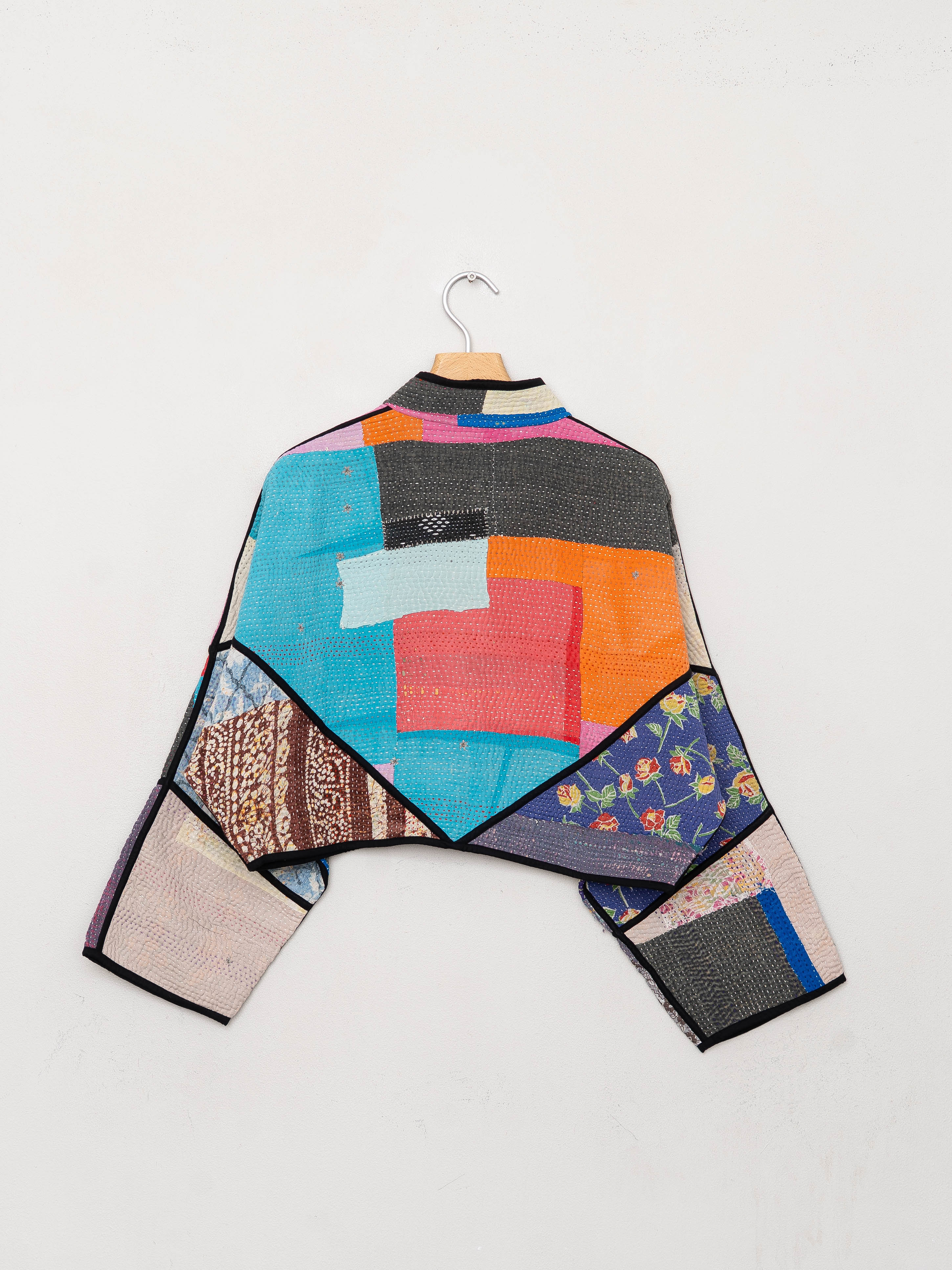The Kaira Cropped Suzani Quilted Kantha Jacket