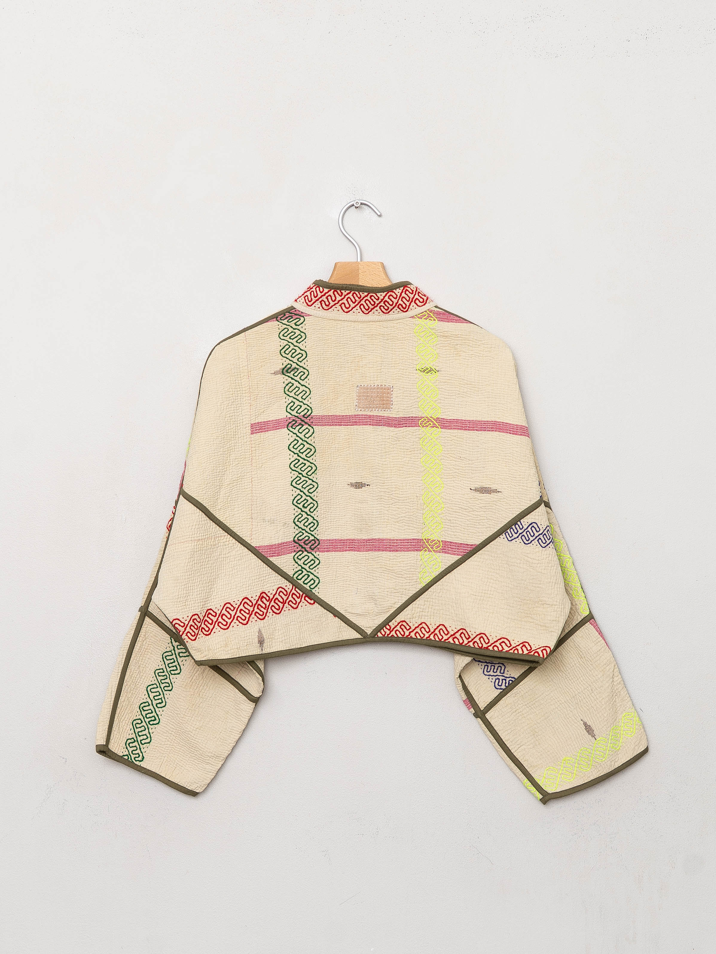 The Kaira Cropped Quilted Patchwork Kantha Jacket