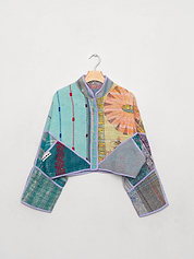 The Kaira Cropped Quilted Patchwork Kantha Jacket