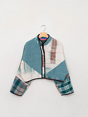 The Kaira Cropped Suzani Quilted Kantha Jacket