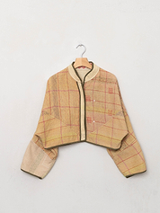 The Kaira Cropped Quilted Patchwork Kantha Jacket
