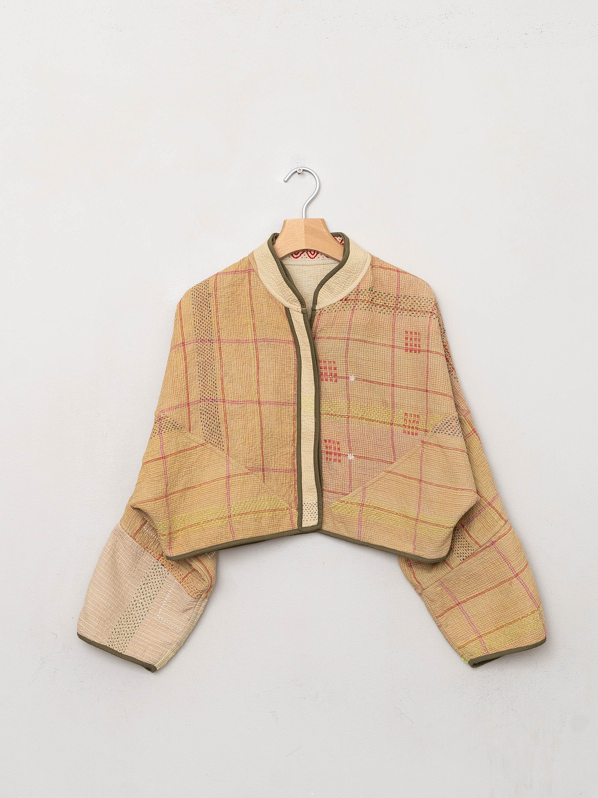 The Kaira Cropped Quilted Patchwork Kantha Jacket