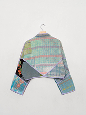 The Kaira Cropped Quilted Patchwork Kantha Jacket