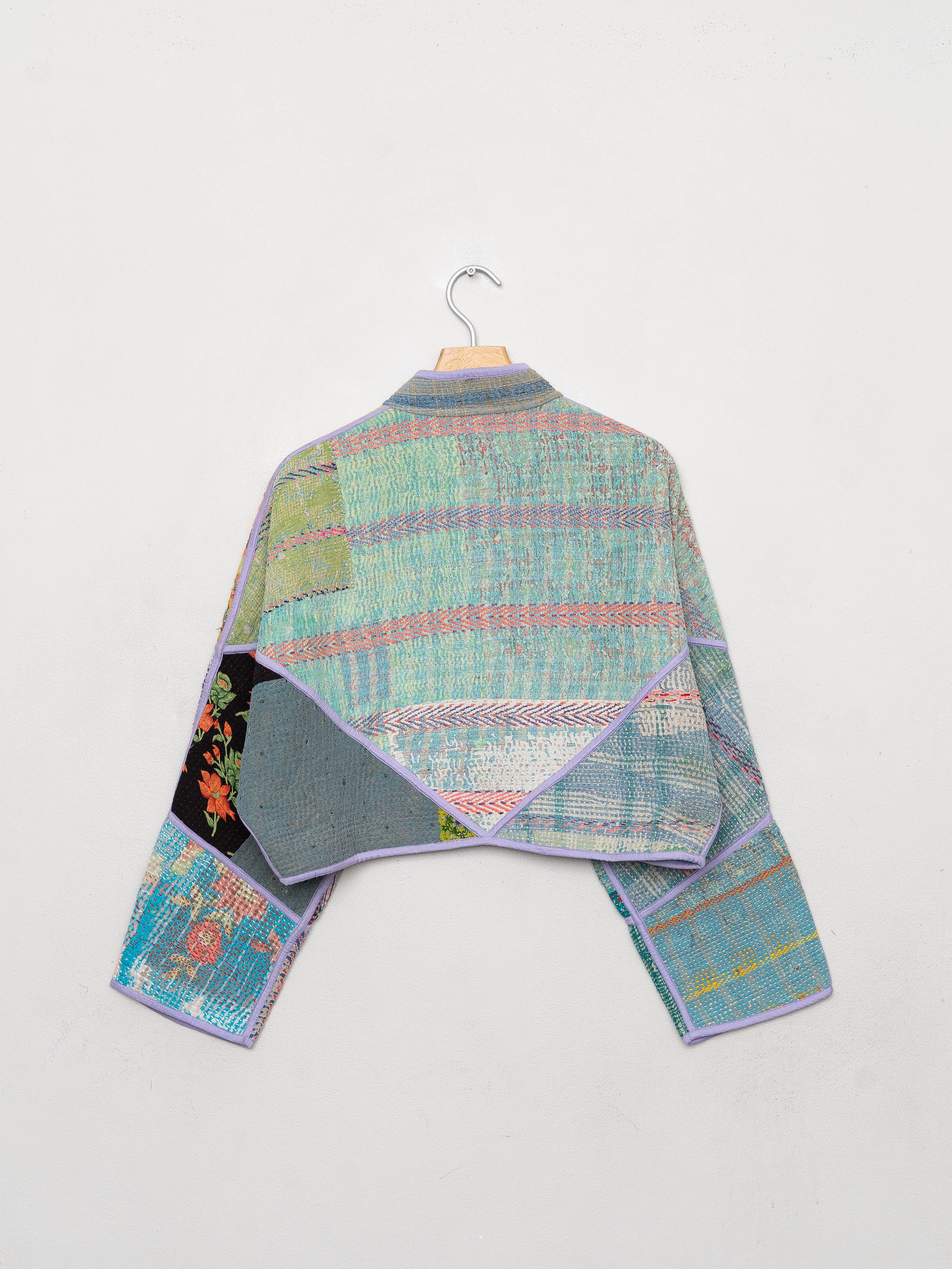 The Kaira Cropped Quilted Patchwork Kantha Jacket