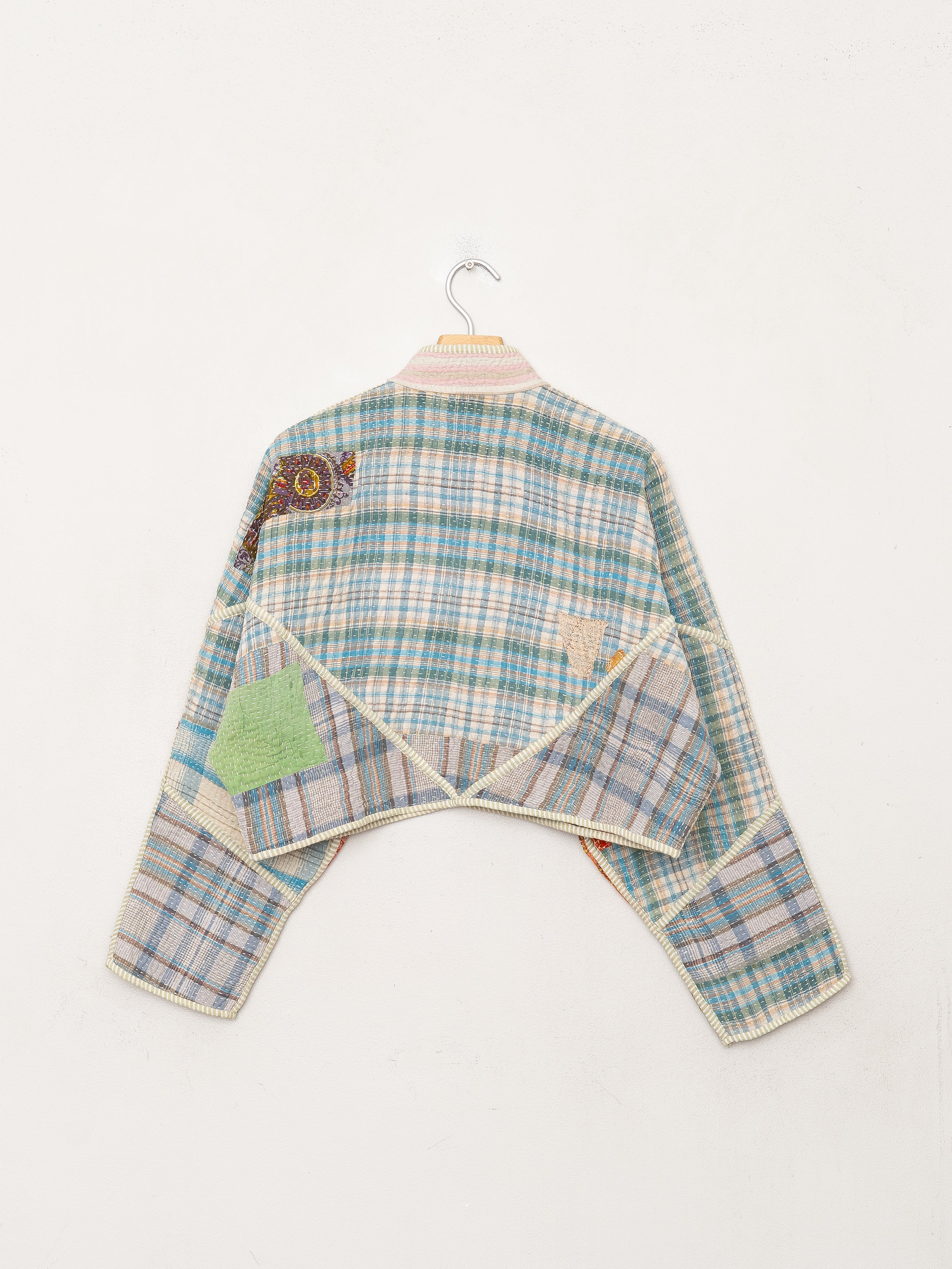 The Kaira Cropped Quilted Patchwork Kantha Jacket