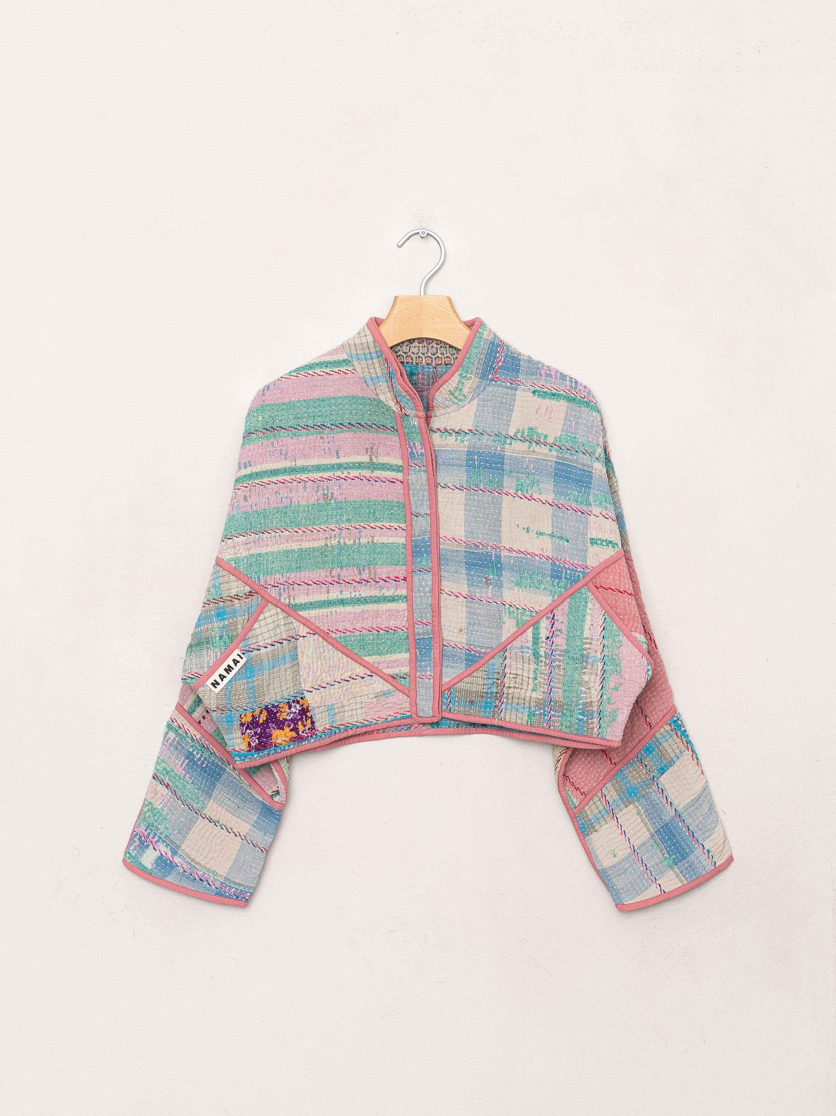 The Kaira Cropped Quilted Patchwork Kantha Jacket