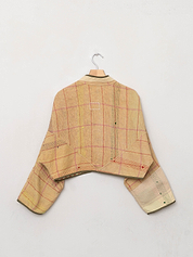 The Kaira Cropped Quilted Patchwork Kantha Jacket