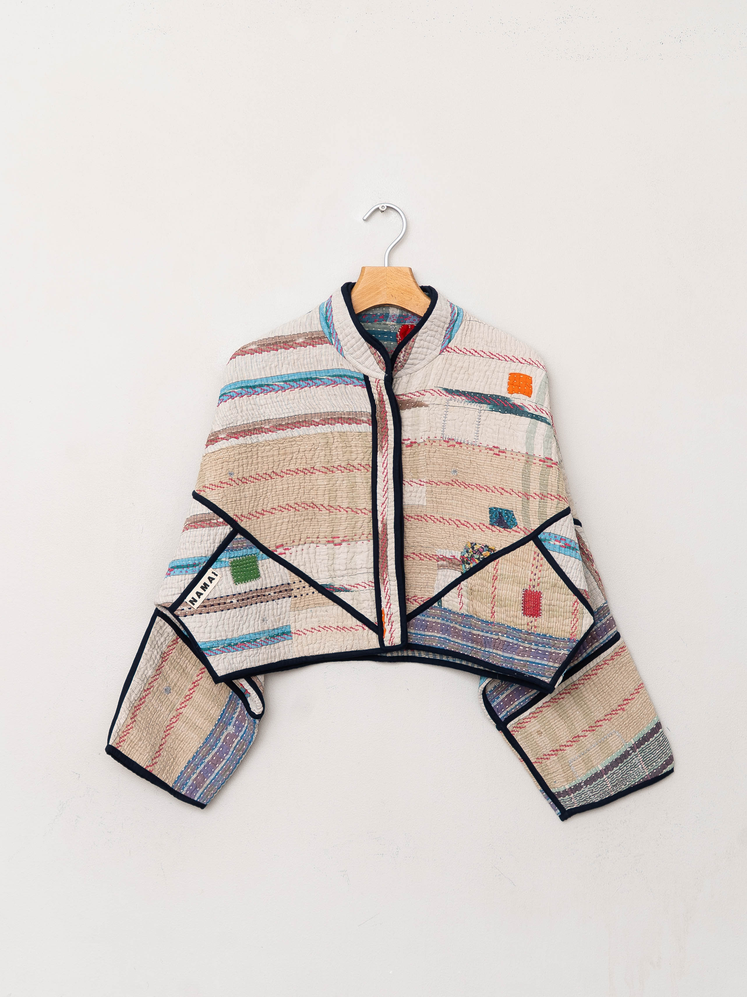 The Kaira Cropped Quilted Patchwork Kantha Jacket